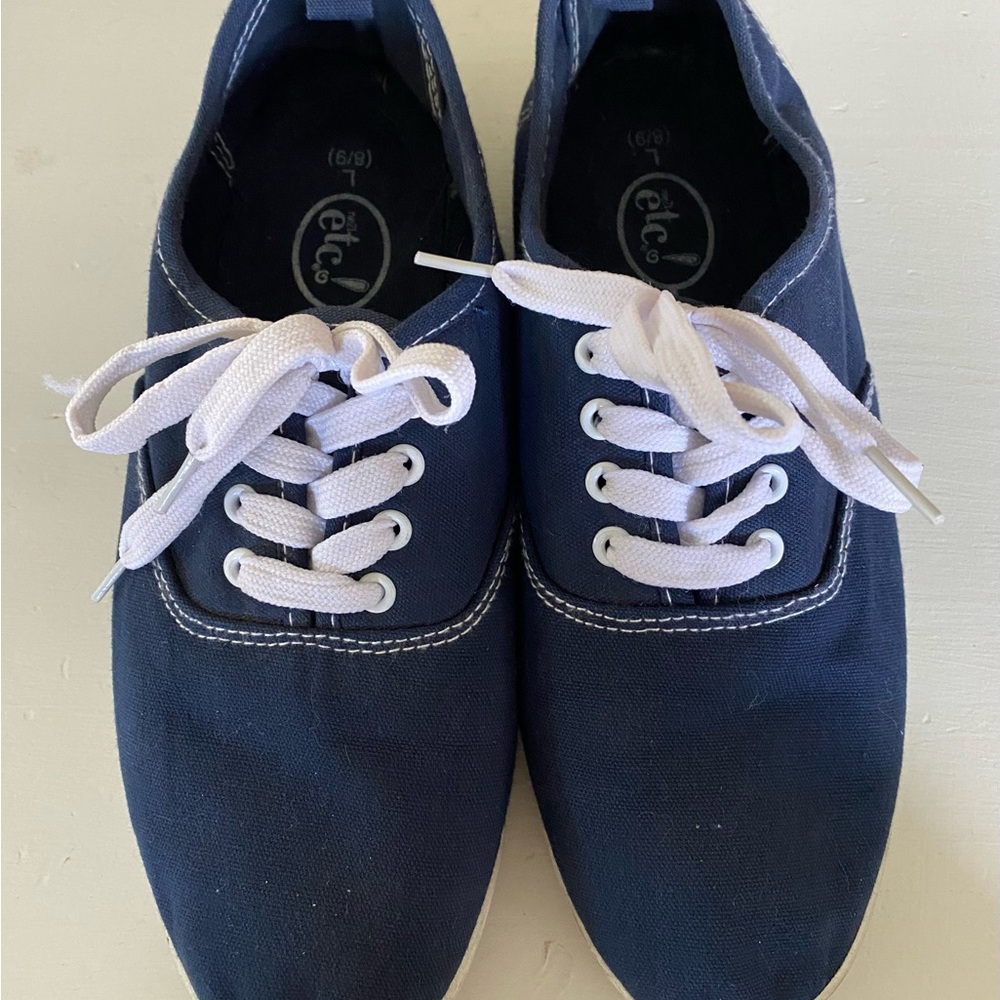 Etc Navy Canvas Sneakers with White Laces